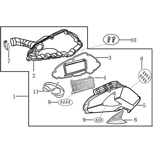 Jonway Monza 50 Race Urban Luftfilterdeckel 50ccm 4Takt 705411 Motorroller.de Luftfilterabdeckung Luftfilterkasten- Luftfiltergehäusedeckel Scooter