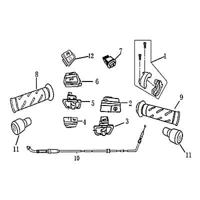 Rex RS1100 Switch Schalter Anlasser Knopf Motorroller.de 125ccm 4Takt 152QMI YY125QT-28 125cc 4T GY6 Anlasser-Knopf Starterknopf