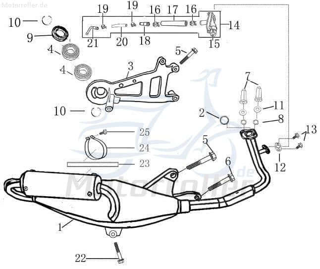 Bundschraube M8x1.25x55mm mit Bund verzinkt AGM 125ccm 4Takt Motorroller.de Maschinenschraube Flanschschraube Flansch-Schraube Maschinen-Schraube
