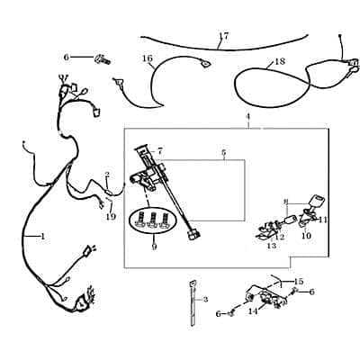 Kabelbaum Jonway RS 1100 Stromverteiler Kabel-Set 1070101-1 Motorroller.de Kabelsatz Strom-Verteiler Kabelbündel Kabel-SatzKabelbaumverteiler Scooter