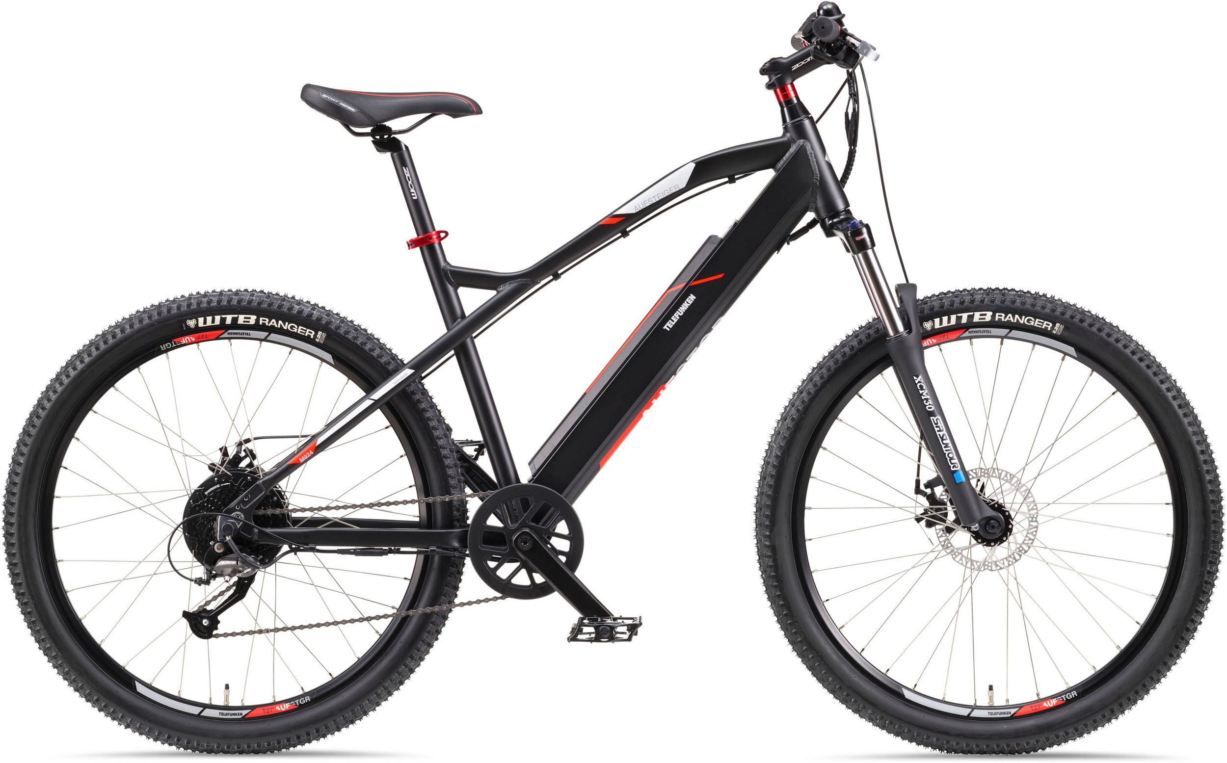 E-Bike Telefunken M924 Aufsteiger Elektrofahrrad MTB-Pedelec anthrazit-rot 27,5" RH 48cm E-Fahrrad Mountainbike