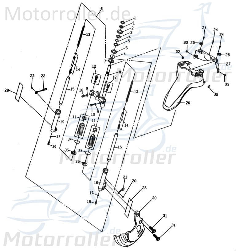 PGO PMX 110 Kotflügel vorn schwarz Spritzschutz Schutzblech 110ccm 2Takt P2632000650 Motorroller.de Schutz-Blech Radabdeckung Innenkotflügel Radlauf