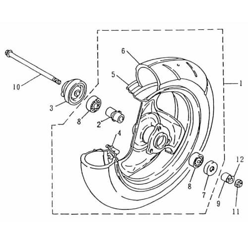 SMC Scooter Vorderrad Stahl Felge 50ccm 2Takt 42580-NGF-0002 Motorroller.de Vorderradfelge Vorderfelge Vorderrad-Felge vorne Vorder-Felge Vorder-Rad