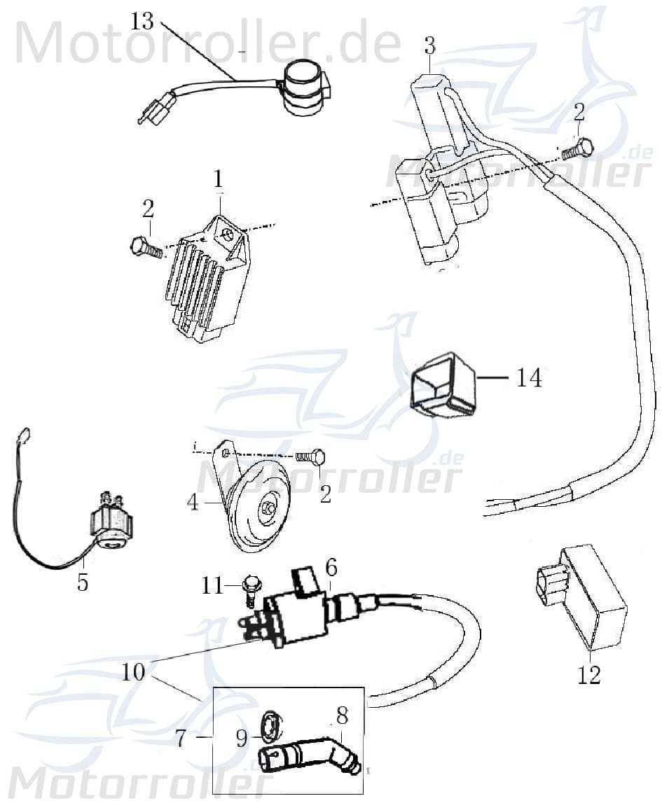 Rex Monza 50 CDI-Einheit 50ccm 4Takt CDI Steuergerät Motorroller.de 139QMB JSD50QT-13 50cc 4T 139QMA Zündbox Blackbox Einheit Zündeinheit