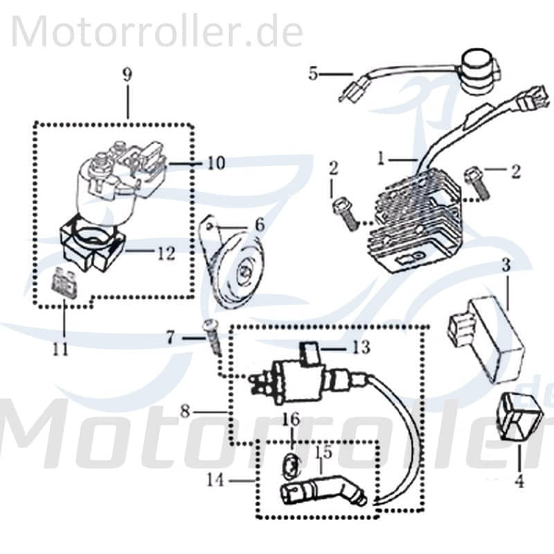 Kreidler Martinique 125 DD Gleichrichter Regler 125ccm 4Takt 702678 Motorroller.de Spannungsregler Laderegler Stromregler Original Ersatzteil Scooter
