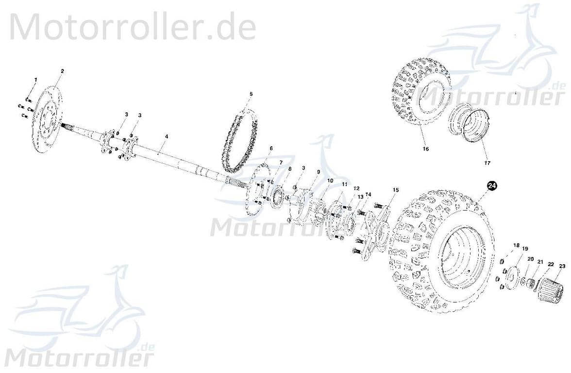 Tongjian Strassenbuggy 150 Felge hinten Hinterradfelge 6.000.105 Motorroller.de Eppella ECM TBM Twister Hammerhead Wangye Kasea Buggy