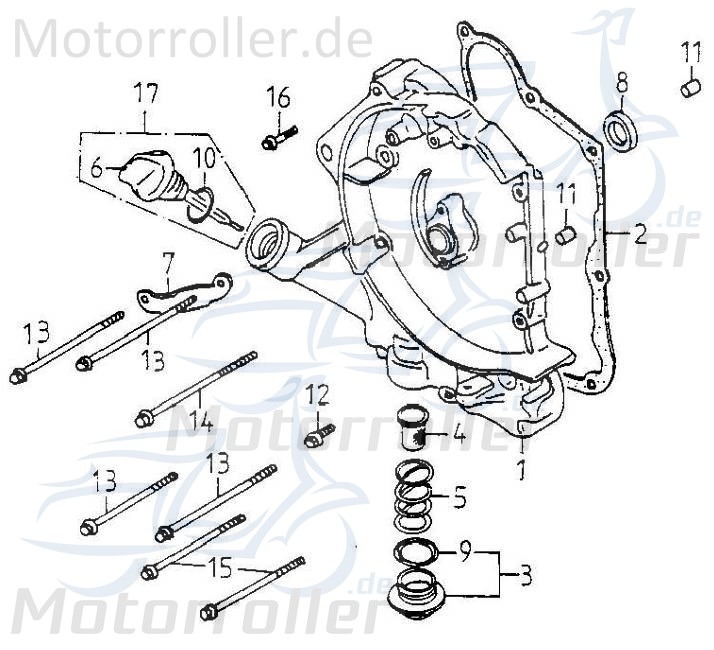 Adly Getriebegehäuse rechts 125ccm 4Takt ABR-91330-120-000 Motorroller.de Kurbelgehäuse Getriebe-Deckel Getriebedeckel Getriebeabdeckung 152QMI