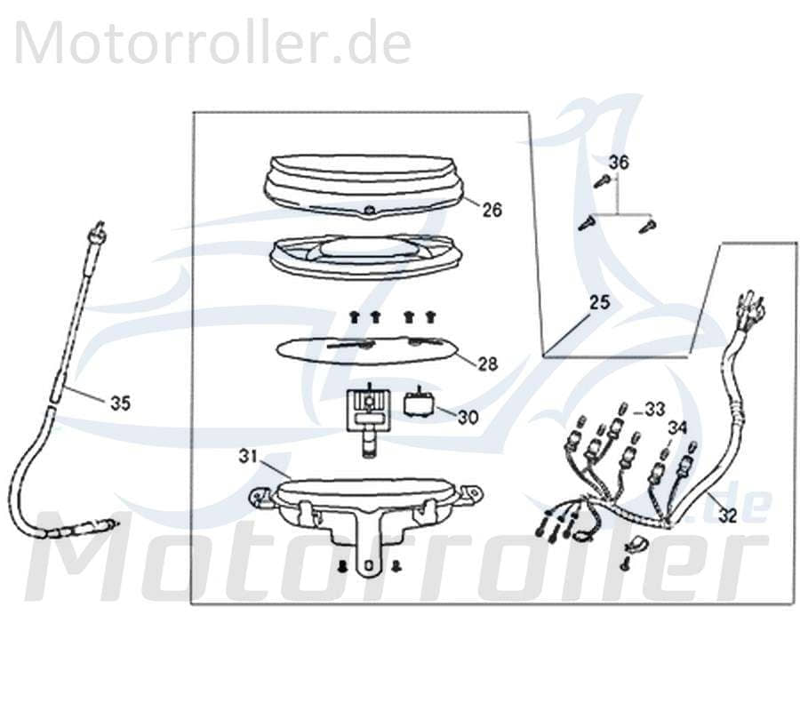 Jonway Florett 2.0 50 City Tachometer 50ccm 2Takt 740922 Motorroller.de Geschwindigkeitsmesser Geschwindigkeitsanzeige Speedometer kmh-Anzeige Scooter