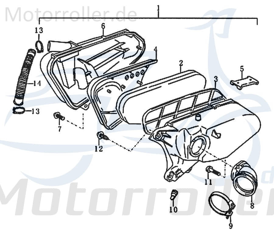 Rex RS250 Luftfilter Luftfilterkasten 50ccm 2Takt 87560 Motorroller.de Luft-Filter Luftfiltergehäuse Luftfiltermatte Luftfilter-Kasten 50ccm-2Takt