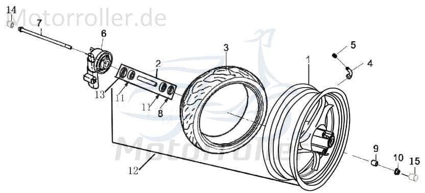 Vorderradfelge 6-Speichen 2.15XJ10,Vorderrad 1040101-1