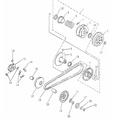 Variomatikscheibe ID18mm 2Takt 50ccm 72035