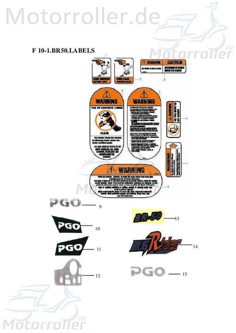 PGO Aufkleber Rückwärtshebel Bugrider 150 Sticker Dekor B56031010000 Motorroller.de Dekor-Aufkleber Klebeetikett Buggy Bugrider 50 Ersatzteil Service