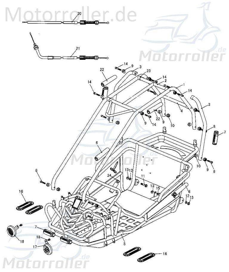 Kasea Kinderbuggy Bremszug Bowdenzug 40ccm 4Takt KB5-14118 Motorroller.de Bremsleitung Seilzug Bautenzug Bremsseil Bremskabel Brems-Zug Bauten-Zug