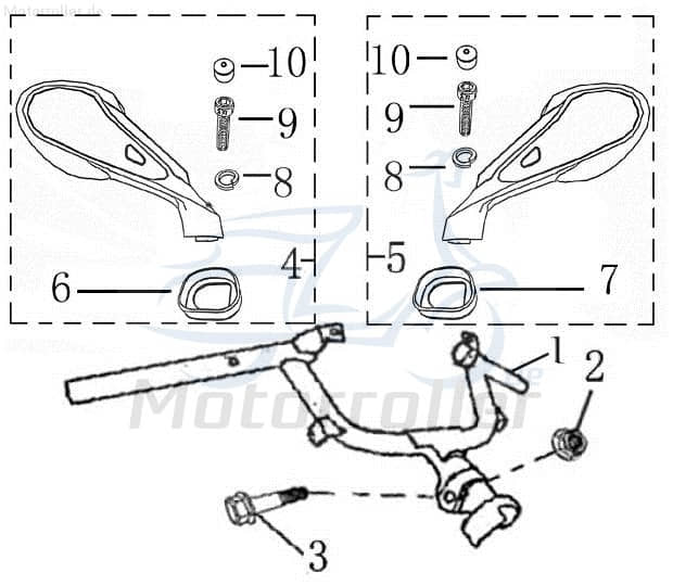 Rex Hiker 2.0 125 DD Rückspiegel links 125ccm 4Takt 711149 Motorroller.de Seitenspiegel Rück-Spiegel Scooter Hiker 50 City DD Ersatzteil Service