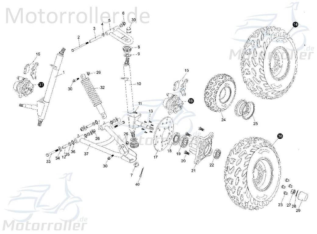Schraube M8x1.25x14mm Innensechskant Kasea BUGGY 250 250ccm BCB-331 Motorroller.de Innensechskantschraube Maschinenschraube