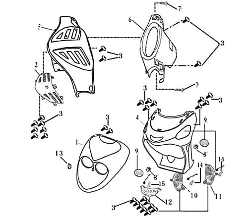 Frontverkleidung unten schwarz Windschild 1020403-1(86)
