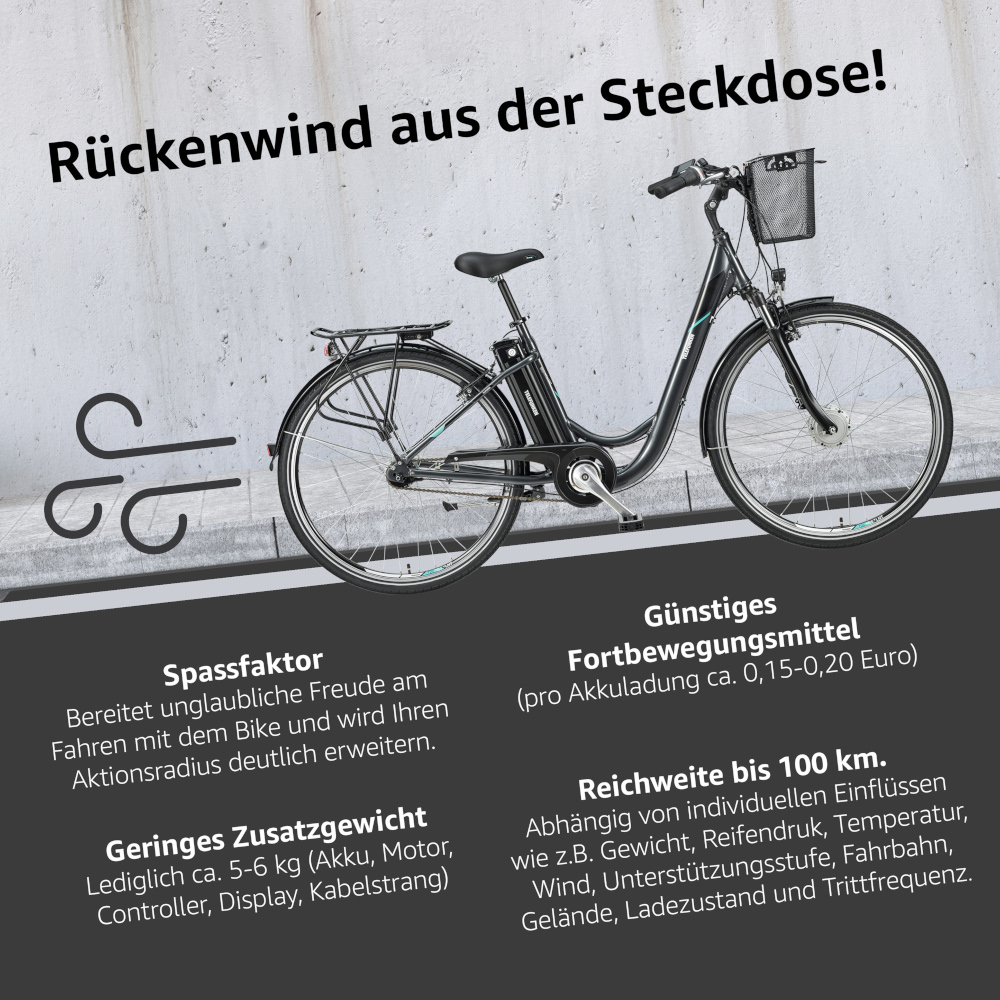 E-Bike Telefunken RC840 Multitalent Elektrofahrrad City-Pedelec anthrazit 28" RH 48cm E-Fahrrad Citybike