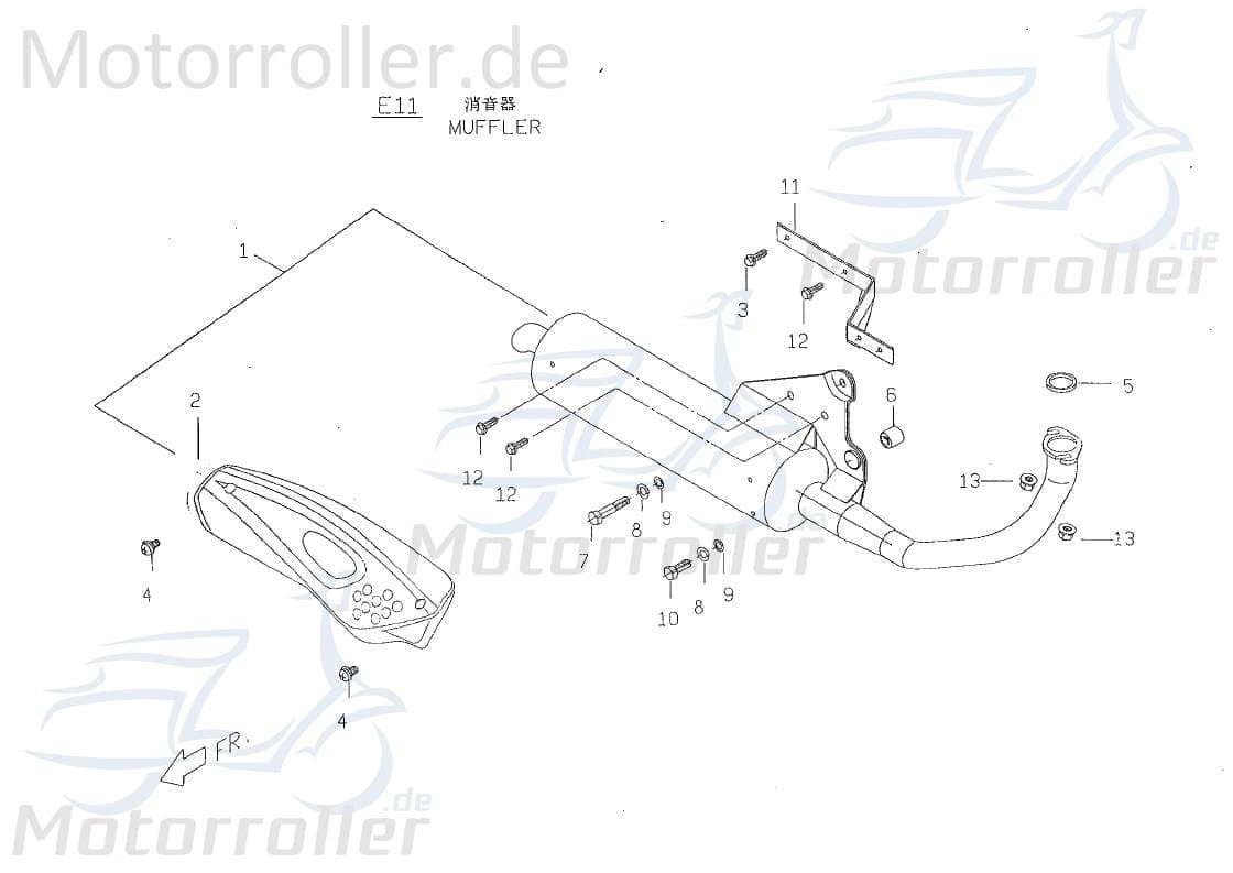 PGO Auspuff Big Max ohne Katalysator offen 50ccm-2Takt P22810000004 Motorroller.de Endschalldämpfer Auspuffanlage Endtopf Auspuff-Anlage Auspufftopf
