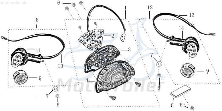 LED Blinker hinten rechts Kreidler Hiker 2.0 125 DD 1010251-2 Motorroller.de Leuchtdiode Kaltlicht Lichtdiode 50ccm-4Takt Scooter Hiker 50 DD Moped