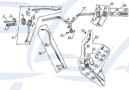 CPI Oliver 50 City Lenker Lenkung Roller 50ccm 2Takt 730464 Motorroller.de Lenkstange Lenkwelle Lenk-Stange Zweiradlenker Rollerlenker 50ccm-2Takt