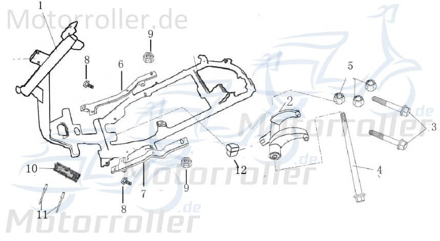 Motorschwinge flaches Widerlager AGM Motorträger 50ccm 4Takt Motorroller.de Motoraufhängung Motorwippe Motorhalter Motor-Halter Motor-Halterung 139QMB