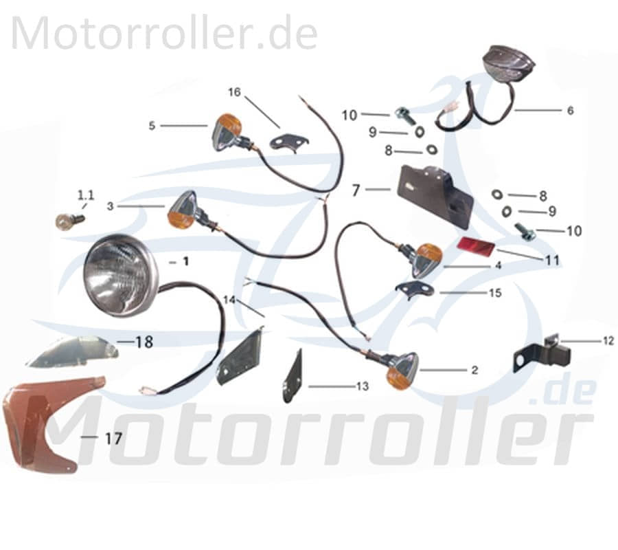 Kreidler DICE CR 125i Blinker links vorn 125ccm 4Takt 780062 Motorroller.de Signalleuchte Blinklicht Blinkleuchte Fahrtrichtungsanzeiger