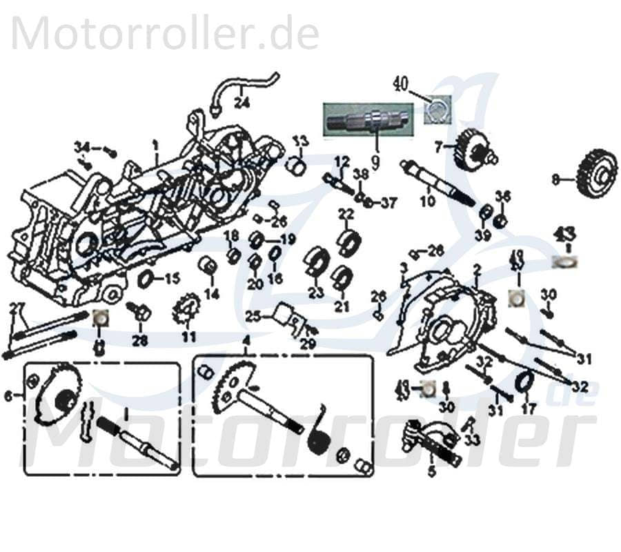 Zahnrad Kickstarterantrieb Steuerrad Ritzel 28221-GY6A-2000 Motorroller.de Ketten-Rad Zwischenrad Steuer-Rad Zahn-Rad Getrieberad Zwischen-Rad Scooter