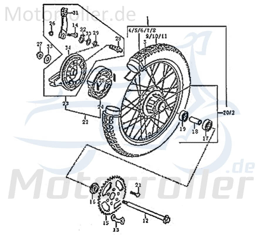 Hinterradnabe kpl FIG.C31-20 SUPERMOTO/ENDURO 125