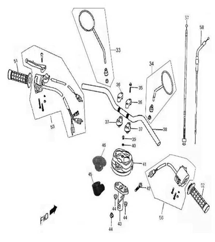 AGM GMX 460 Retro Classic Handgriff links 50ccm 4Takt 53166-KY-9001-B Motorroller.de Haltegriff Lenkergriff Griffgummi Lenker-Griff Hand-Griff Scooter