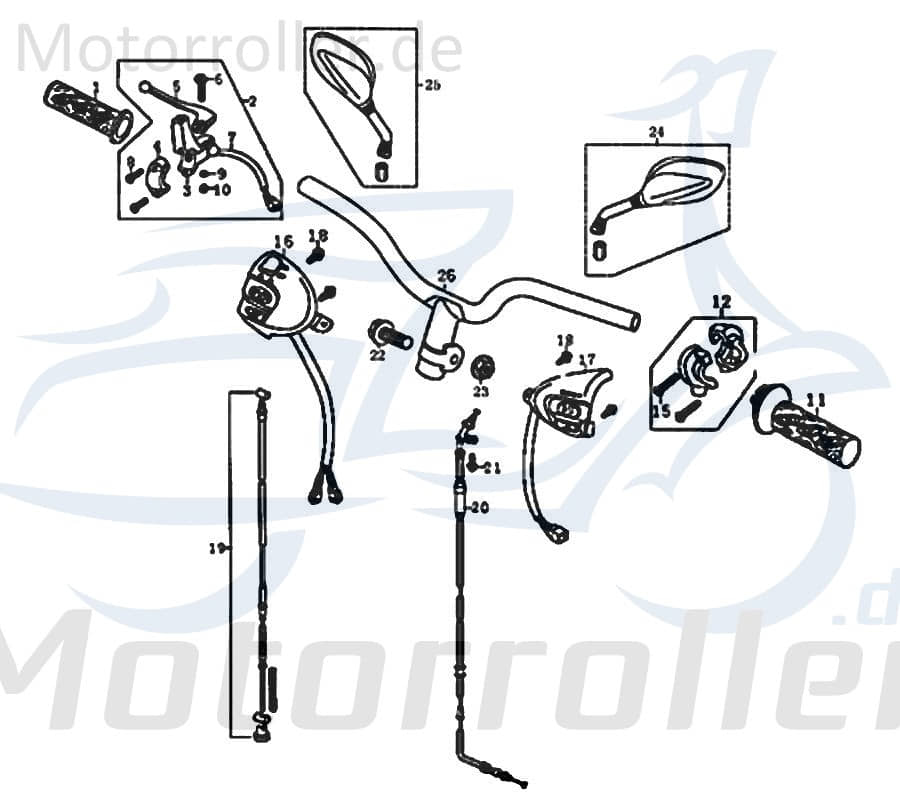 Kreidler Florett RMC 50F Schaltereinheit 50ccm 2Takt FIG24-16 Motorroller.de links Lenkerarmatur Schaltergehäuse Kombischalter Kombi-Schalter Motorrad