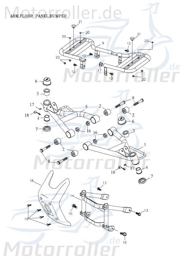 Adly Stoßstangenverkleidung schwarz Quad ATV 50ccm 2Takt Motorroller.de Stoßstangenabdeckung 50ccm-2Takt ATV 50 II Utility XXL AC ATV 50 V UTV Service