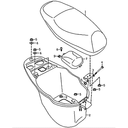 Rex Capriolo 50 4T Sitzbankschanier 50ccm 4Takt FIG.25-3 Motorroller.de Sitzschanier Sattelscharnier Rollersitzbankscharnier 50ccm-4Takt Scooter