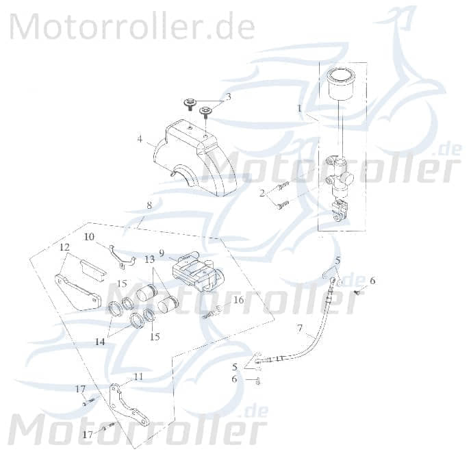 Adly Bremsscheibendeckel vorn GK 125 Buggy 125ccm 4Takt Motorroller.de 125ccm-4Takt Ersatzteil Service Inpektion Direktimport