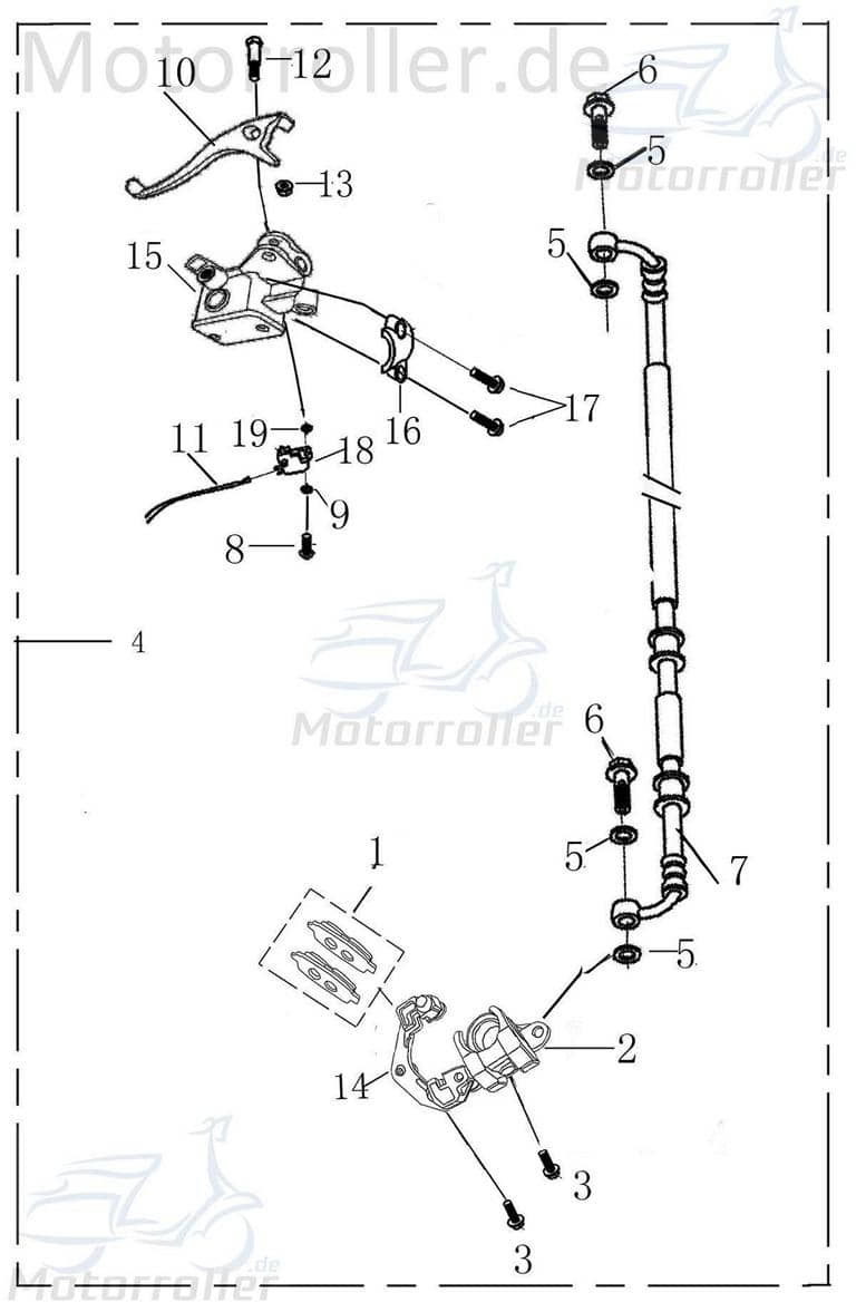 Adly Panther 50 Bremssattel silber vorn links 50ccm 4Takt 7.008.020-5 Motorroller.de Bremszange Brems-Zange Brems-Sattel Bremshalterung Bremsblock AGM