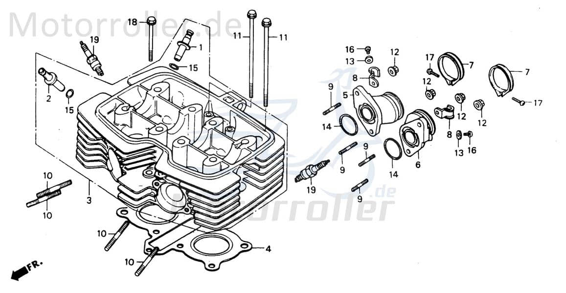 Chunlan Chopper Stehbolzen 125ccm 4Takt ABB-P02-NO.-09 Motorroller.de Gewindebolzen Gewindestange Gewinde-Stange Stiftschraube Gewindestab 244FM Moped