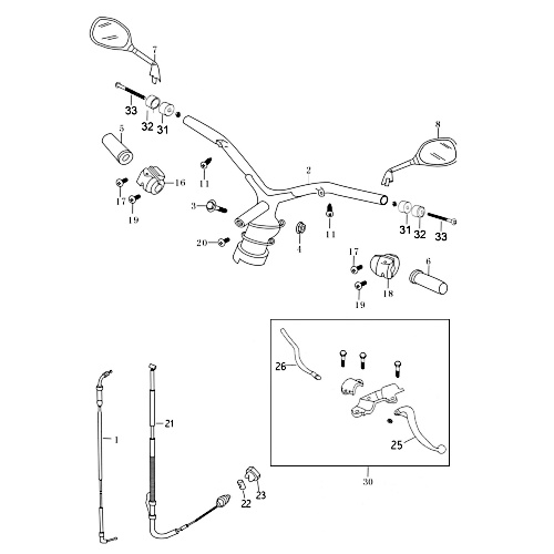 Rückspiegel Spiegel links glanzschwarz 280 mm 86726