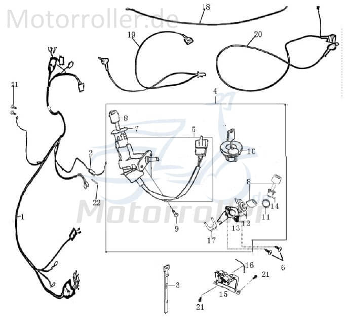 Jonway Imola 50 Race/Urban Kabelbaum CDI 125ccm 4Takt 706048 Motorroller.de DC 8 CDI 2/4 Polig Regler 5polig Stromverteiler Kabelbaumverteiler 152QMI