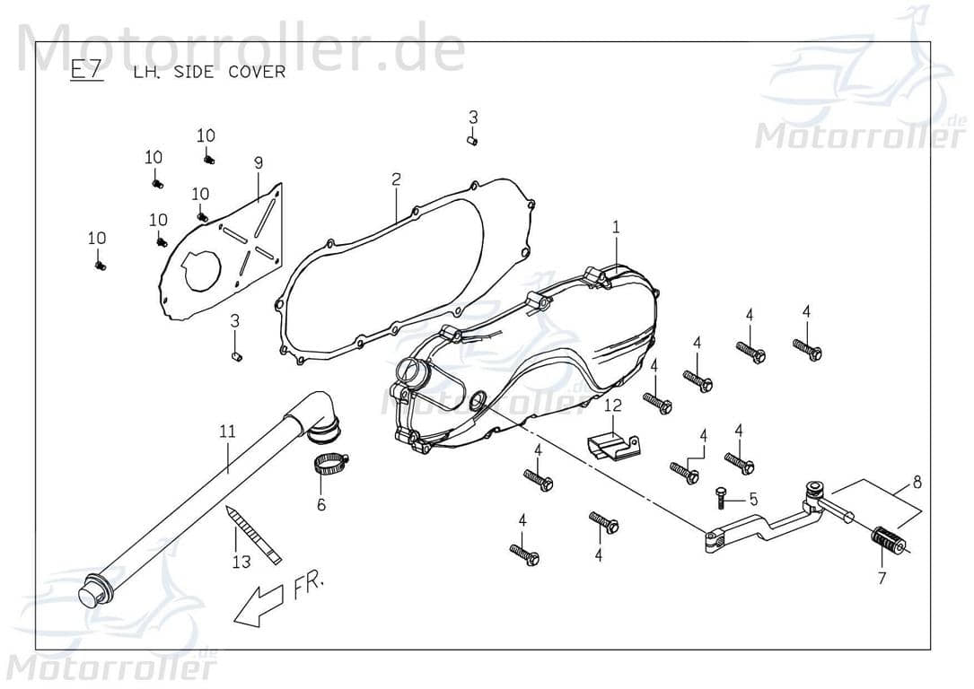 PGO Motordeckeldichtung links Papier 50ccm-2Takt PMX 50 Roller P10630210001 Motorroller.de Motordichtung Motorgehäusedichtung PGO 50ccm-2Takt Mokick