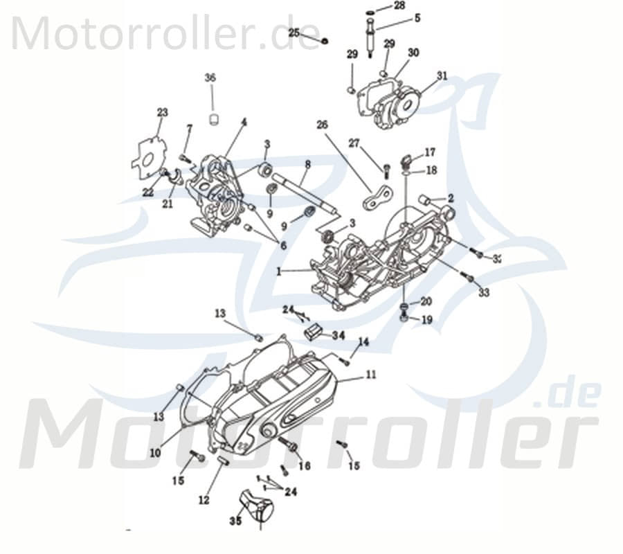 Kreidler Vabene 50 Motor Antrieb Engine 50ccm 2Takt 730945 Motorroller.de Motor-System komplett Antriebsaggregat Motor-Aggregat Fahrzeugantrieb SMC