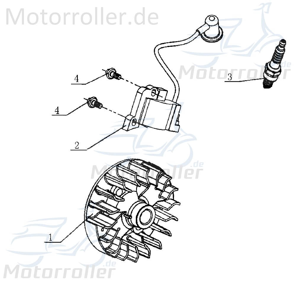 Zündspule Tongjian Kinderbuggy Zündkabel 143111020000 Motorroller.de Zündmodul Kerzenstecker Eppella ECM Kasea Wangye TBM Minibuggy