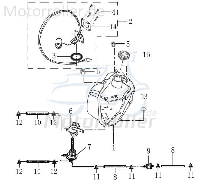 Rex QM50QT-6A Sprithahn Benzinhahn Kraftstoffhahn Motorroller.de 50ccm 4Takt 139QMB JSD50QT-13 50cc 4T 139QMA Kraftstoffventil Benzin-Hahn