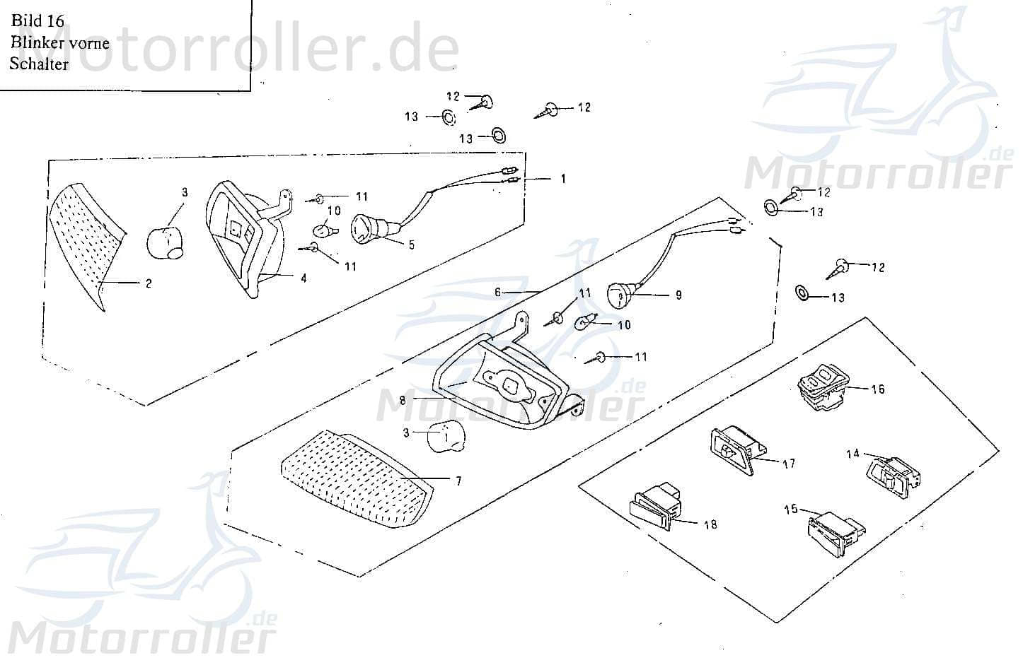Schalter Anlasser Daelim Otello 125 Knopf 125ccm 4Takt Motorroller.de Einschalter Anlasserschalter Starterknopf E-Starter