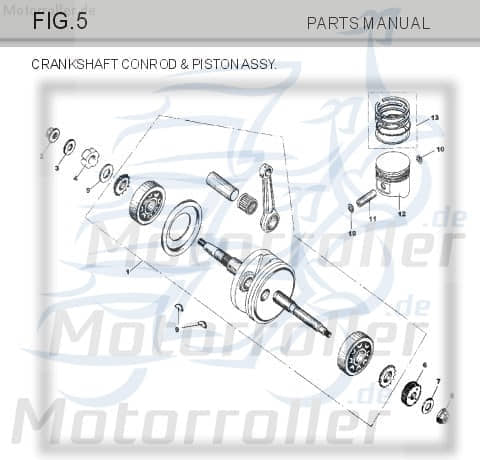 Kolbenbolzen Tongjian Strassenbuggy 150 III 150ccm 4Takt Motorroller.de Piston-Pins Kolben-Bolzen Pleuelbolzen Pleuel-Bolzen Pistonpin Pistonpins