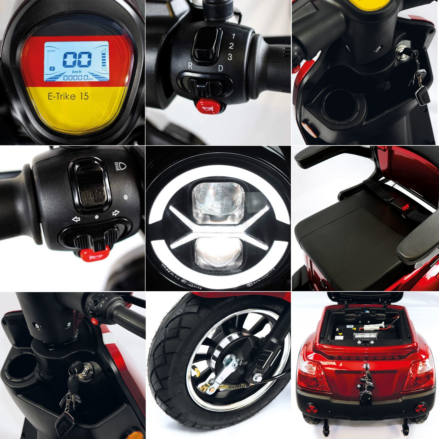 Dreiradroller Scoody E3 Trike 15 1000W 15 km/h Lithium-Akku Elektroroller E-Roller E-Dreirad E-Trike keine Helmpflicht