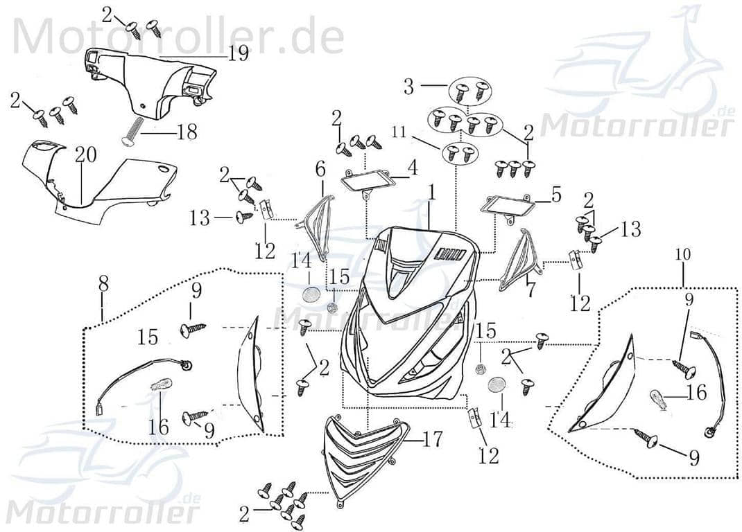 Rex Drive 50 Sichtblende Sichtschutz 50ccm 2Takt 701730 Motorroller.de 50ccm-2Takt Scooter Jonway Jigger 50 Ersatzteil Service Inpektion Direktimport