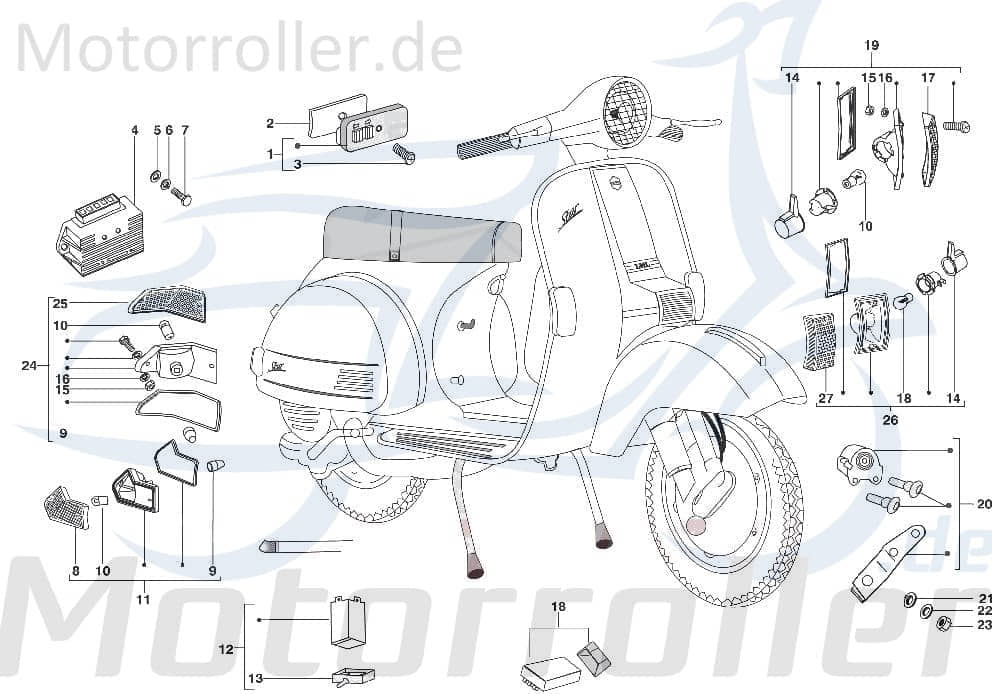Blinker hinten links Kreidler STAR Deluxe 4S 125 C-4727359 Motorroller.de Signalleuchte Blinklicht Blinkleuchte Fahrtrichtungsanzeiger Blinkleuchten