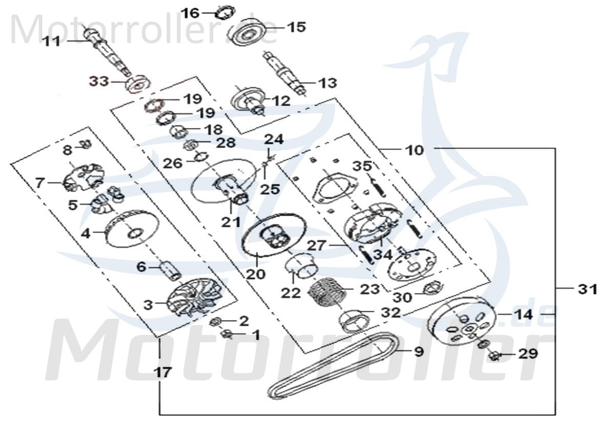 Antriebsrad Generic Race 125 125ccm 4Takt 17217J05F000 Motorroller.de Ritzel Starter Antriebsritzel Fußstarter 125ccm-4Takt Scooter XOR 125 Ersatzteil