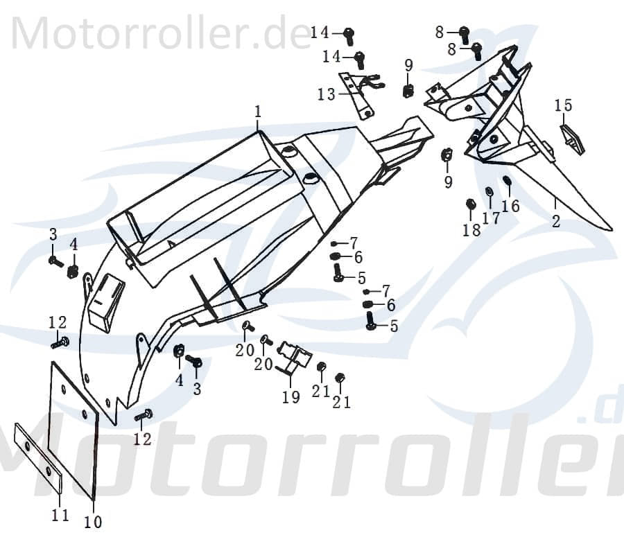 Kreidler STREET 125 DD Reflektor 125ccm 4Takt FIG.C21-15 Motorroller.de Strahler Rückstrahler Seitenreflektor 125ccm-4Takt Scooter Ersatzteil Service