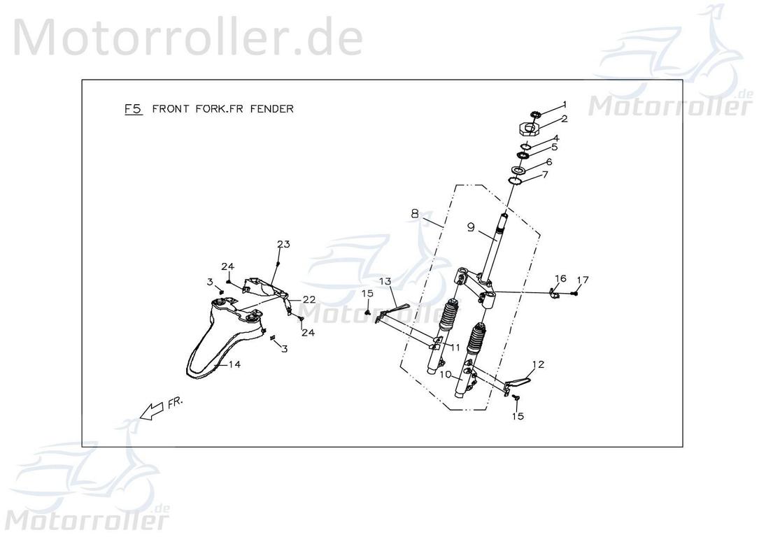 PGO Kotflügel vorn grau PMX 110 Spritzschutz Schutzblech P2632601660 Motorroller.de Schutz-Blech Radabdeckung Innenkotflügel Radlauf Radlauf-Schutz