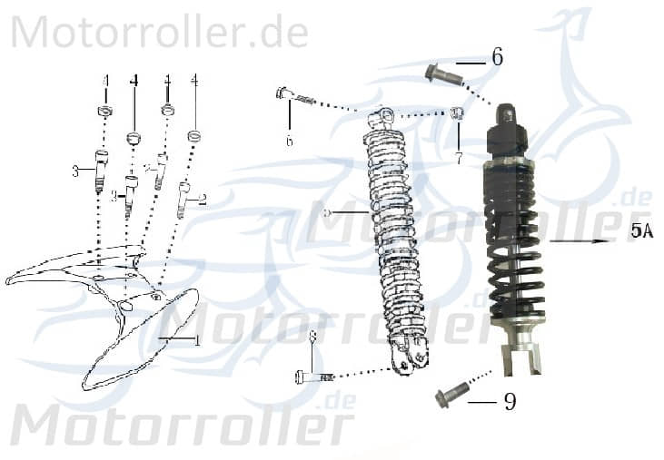 Jonway Galactica Federbein Stoßdämpfer 50ccm 2Takt 706995 Motorroller.de Feder-Bein Gabel-Bein Stoß-Dämpfer Scooter Ersatzteil Service Inpektion